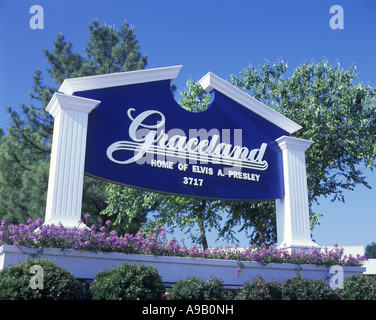 CARTELLO D'INGRESSO GRACELAND HOME OF ELVIS A PRESLEY MEMPHIS TENNESSEE USA Foto Stock