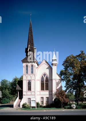 La prima chiesa presbiteriana nella storica gold città mineraria di Jacksonville nel sud della Oregon Foto Stock