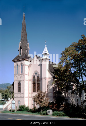 La prima chiesa presbiteriana nella storica gold città mineraria di Jacksonville nel sud della Oregon Foto Stock