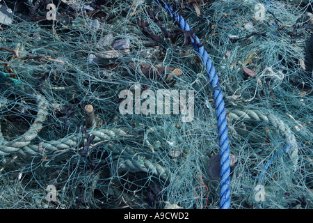 Rete DA PESCA lavato fino sulla riva del mare SOMERSET INGHILTERRA Foto Stock