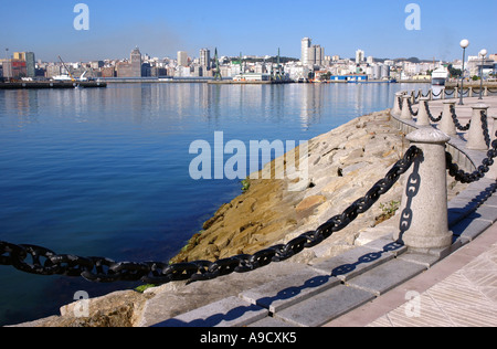 Vista della marina avenue e sulla baia di La Coruña a La Coruña Corunha Galizia Oceano Atlantico Spagna España Iberia Europa Foto Stock