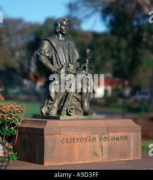 Statua di Cristoforo Colombo a Santa Caterina Park, Funchal, Madeira, Portogallo Foto Stock