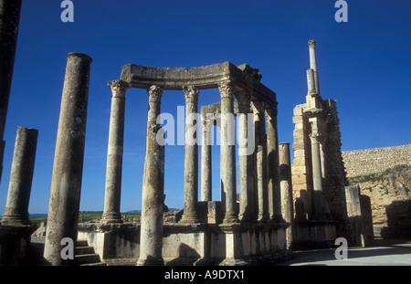 La fase ad anfiteatro romano di Dougga Foto Stock