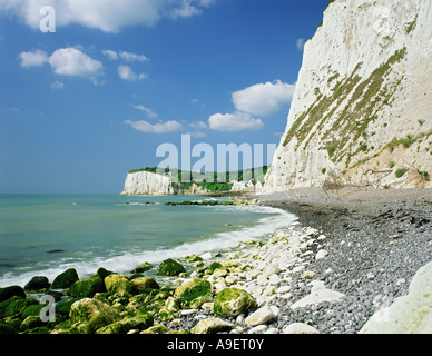 GB KENT St Margarets Bay bianche scogliere spiaggia mare Foto Stock