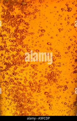 CLOSE UP DI BIRRA CON BOLLE Foto Stock