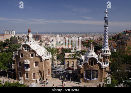 Padiglioni di entrata al Parc Güell Foto Stock