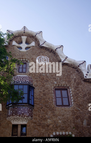 Parc Guell ingresso pavillion Foto Stock