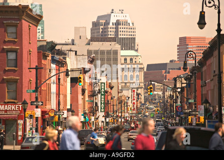 Strada di ciottoli, Brooklyn, New York, Stati Uniti d'America Foto Stock