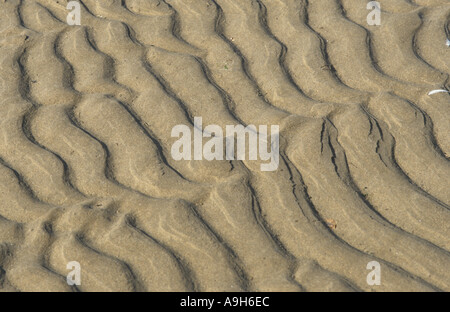 Sabbia Pattern I Pattern lasciato alle spalle dal mare spiaggia Lytham St Annes Foto Stock