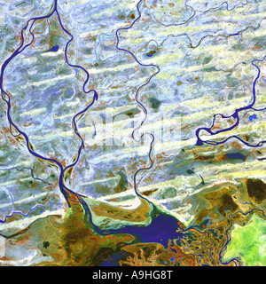 Il fiume Niger in Mali in Africa occidentale come visto dallo spazio Foto Stock