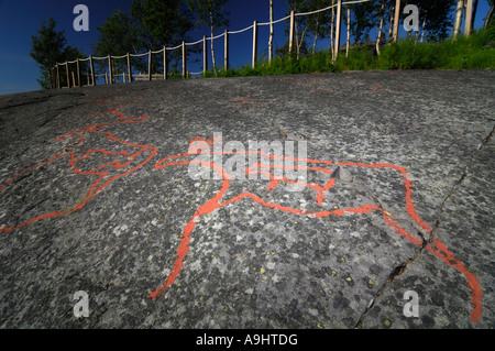 Incisioni rupestri, Alta, Finnmark, Norvegia Foto Stock