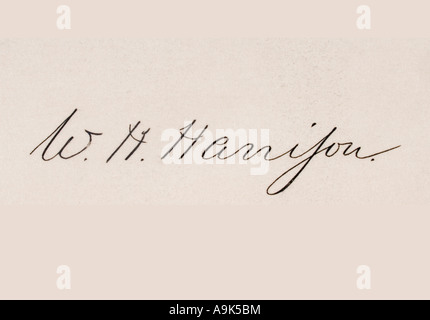 Firma di William Henry Harrison, 1773 - 1841. 9° Presidente degli Stati Uniti. Foto Stock