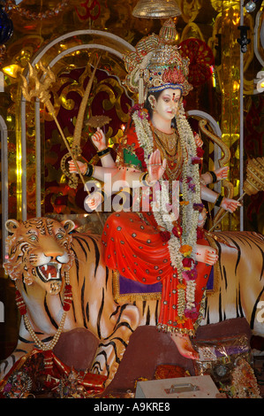 Dea Amba seduta su tiger a Mumbai durante il festival Puja Bombay Mumbai India Foto Stock