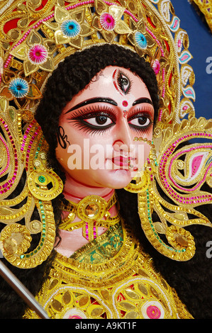 Dea Durga a Calcutta durante il festival Puja West Bengal india Foto Stock