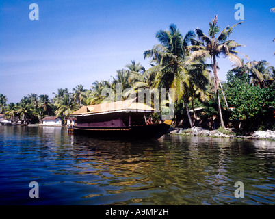 Una barca casa di Kumarakom Kerala Foto Stock