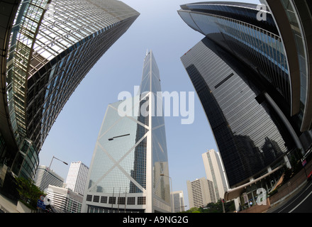 La Banca di Cina grattacielo a Hongkong sullo skyline, Cina SAR Foto Stock