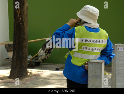 Pulizia della strada a Oi Kwan Road a WAN Chai, Hong Kong SAR Foto Stock