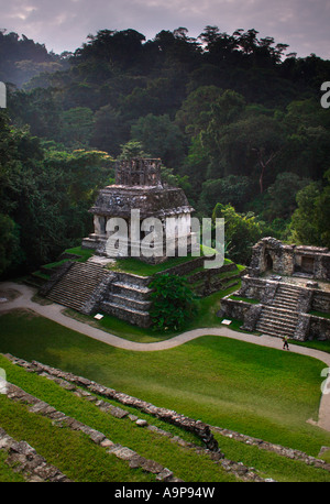 Palenque, Tempio del Sole, archeologici Maya sito rovina, Chiapas, Messico Foto Stock