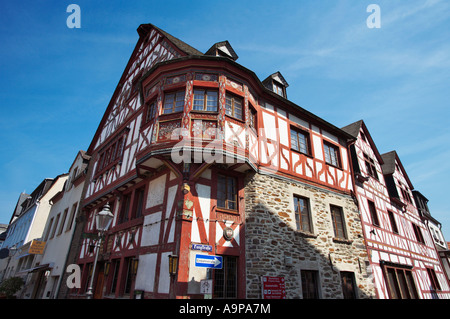 Metà decorativi in legno casa in legno in Rhens, Renania, Germania, Europa Foto Stock