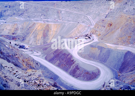 Aprire Pit miniera di rame, l'isola di Vancouver, BC, British Columbia, Canada - oro, argento, molibdeno sottoprodotti di data mining Foto Stock