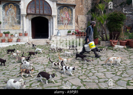 Frammento di docheiariou vera croce manastir monastero montagna monte Athos in Grecia greco ortodossa chiesa cristiana EU Europe decimo Foto Stock