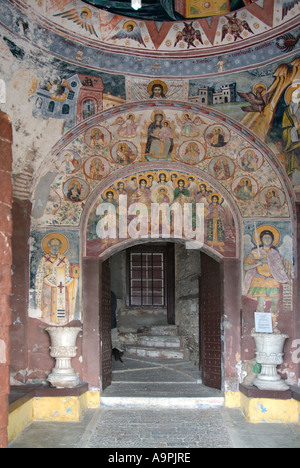 Frammento di docheiariou vera croce manastir monastero montagna monte Athos in Grecia greco ortodossa chiesa cristiana EU Europe decimo Foto Stock