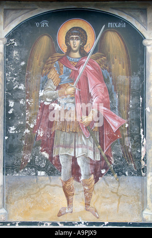 Frammento di docheiariou vera croce manastir monastero montagna monte Athos in Grecia greco ortodossa chiesa cristiana EU Europe decimo Foto Stock