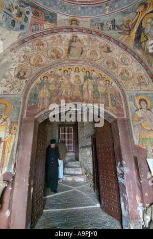 Frammento di docheiariou vera croce manastir monastero montagna monte Athos in Grecia greco ortodossa chiesa cristiana EU Europe decimo Foto Stock