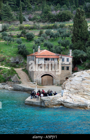 Konstamonitou manastir monastero montagna monte Athos in Grecia greco ortodossa chiesa cristiana EU Europe decimo Foto Stock