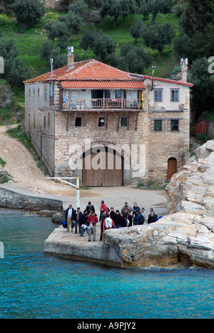 Konstamonitou manastir monastero montagna monte Athos in Grecia greco ortodossa chiesa cristiana EU Europe decimo Foto Stock