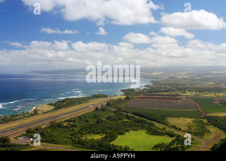 La North Shore di Oahu Hawaii visto da ovest Foto Stock