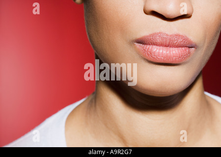 Volto di una giovane donna Foto Stock