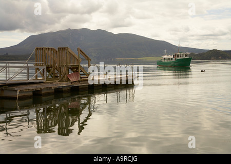 La Valle Vulcanica di Waimangu lago Rotomahana con il Monte Tarawera in background Foto Stock