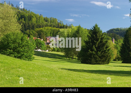 Parco nella città termale di Bad Herrenalb Foresta Nera settentrionale del Baden Württemberg Germania 2005 Foto Stock