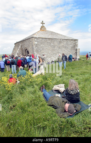 La Cappella di San Aldhelm presso il St Aldhelm s capo Dorset Regno Unito Foto Stock