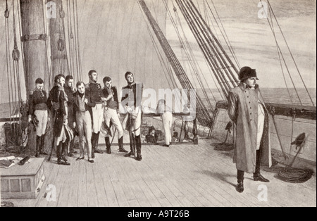 Napoleone a bordo della HMS Bellerophon. Napoleone Bonaparte, 1769 -1821. Capo Militare e l'Imperatore dei Francesi. Foto Stock