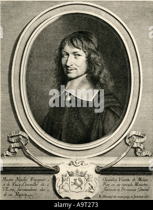 Nicolas Fouquet, marchese de Belle-Île, vicomte de Melun et Vaux,1615 -1680. Il francese il ministro di Stato e sovrintendente delle finanze. Foto Stock