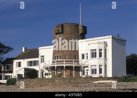 Martello Tower costruire durante le guerre napoleoniche la difesa Jersey Isole del Canale Regno Unito British HOMER SYKES Foto Stock