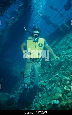 Don Whillans immersione sul relitto Umbria Port Sudan Wingate Reef Mar Rosso sudanese Foto Stock