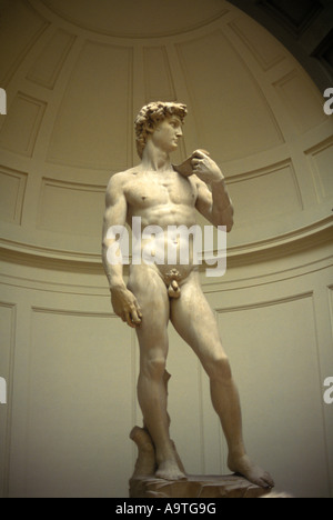Statua del David di Michelangelo ACCADEMIA DI BELLE ARTI A FIRENZE TOSCANA ITALIA Foto Stock