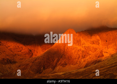 Tramonto sulla Cuillin da Glen fragili. Foto Stock