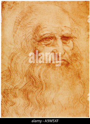 Autoritratto di Leonardo da Vinci Foto Stock