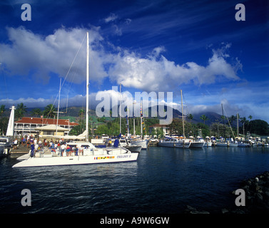 1994 HISTORIC YACHTS QUAY LAHAINA HARBOR MAUI HAWAII USA Foto Stock