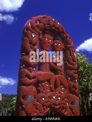 GATEWAY Maori Whakarewarewa ROTORUA Isola del nord della Nuova Zelanda Foto Stock