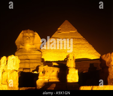 SON ET LUMIERE grande piramide SPHINX ROVINE GIZA Cairo Egitto Foto Stock