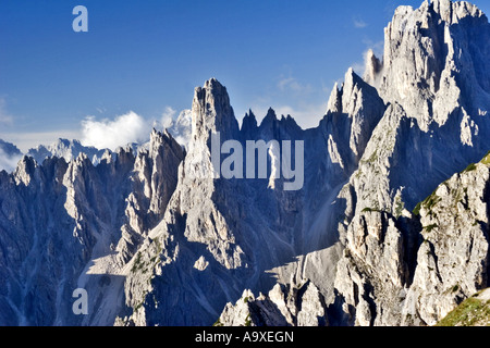 Picchi di montagna del Gruppo Cadini, Italia, Dolomiti di Sesto Foto Stock