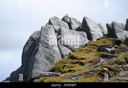 Sperone roccioso Caisteal Abhail Isle of Arran Scozia Maggio 2007 Foto Stock