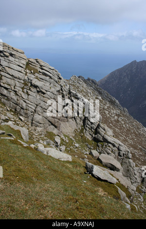 Sperone roccioso Caisteal Abhail Isle of Arran Scozia Maggio 2007 Foto Stock