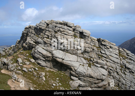 Sperone roccioso Caisteal Abhail Isle of Arran Scozia Maggio 2007 Foto Stock