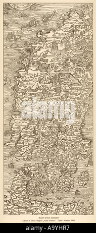 Mappa Scandinavia 1539 Foto Stock